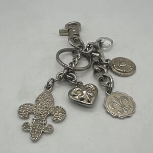 Kathy Van Zeeland Puffy Heart Key Chain Metal Silver Toned Keychain Purse Charm